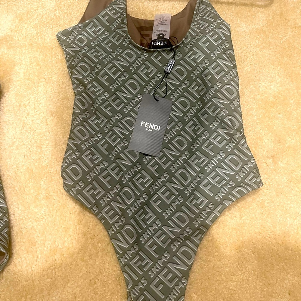 Fendi x skims olive green swim suit